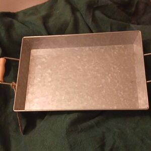 Rustic Galvanized Vanity Tray with Wooden Handles free shipping